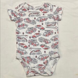 “Bundle 10/$13” Carter's 3M White and Red Baby Bodysuit with Fire Truck Design